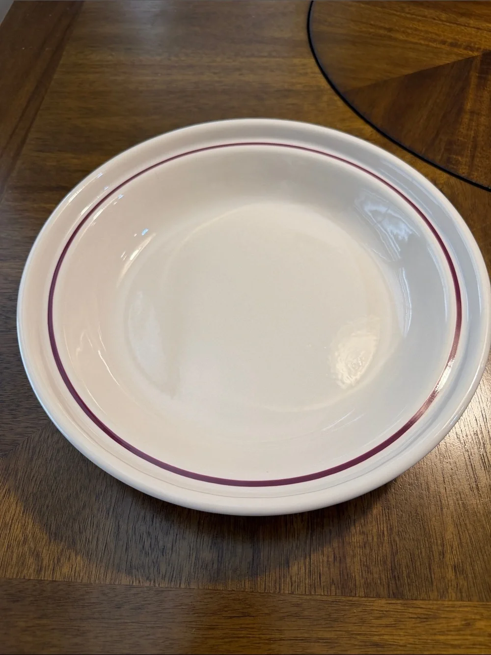 Longaberger Cream Ceramic Serving Bowl with Maroon Accent